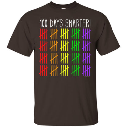 Kids T-shirt 100 Days Smarter Counting Hash Marks Days Of School Dark Chocolate