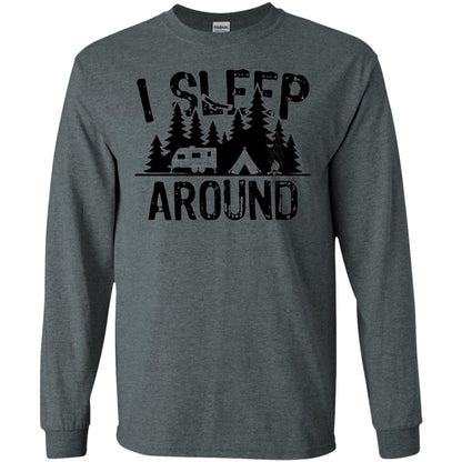 Funny Camping T-shirt I Sleep Around Dark Heather