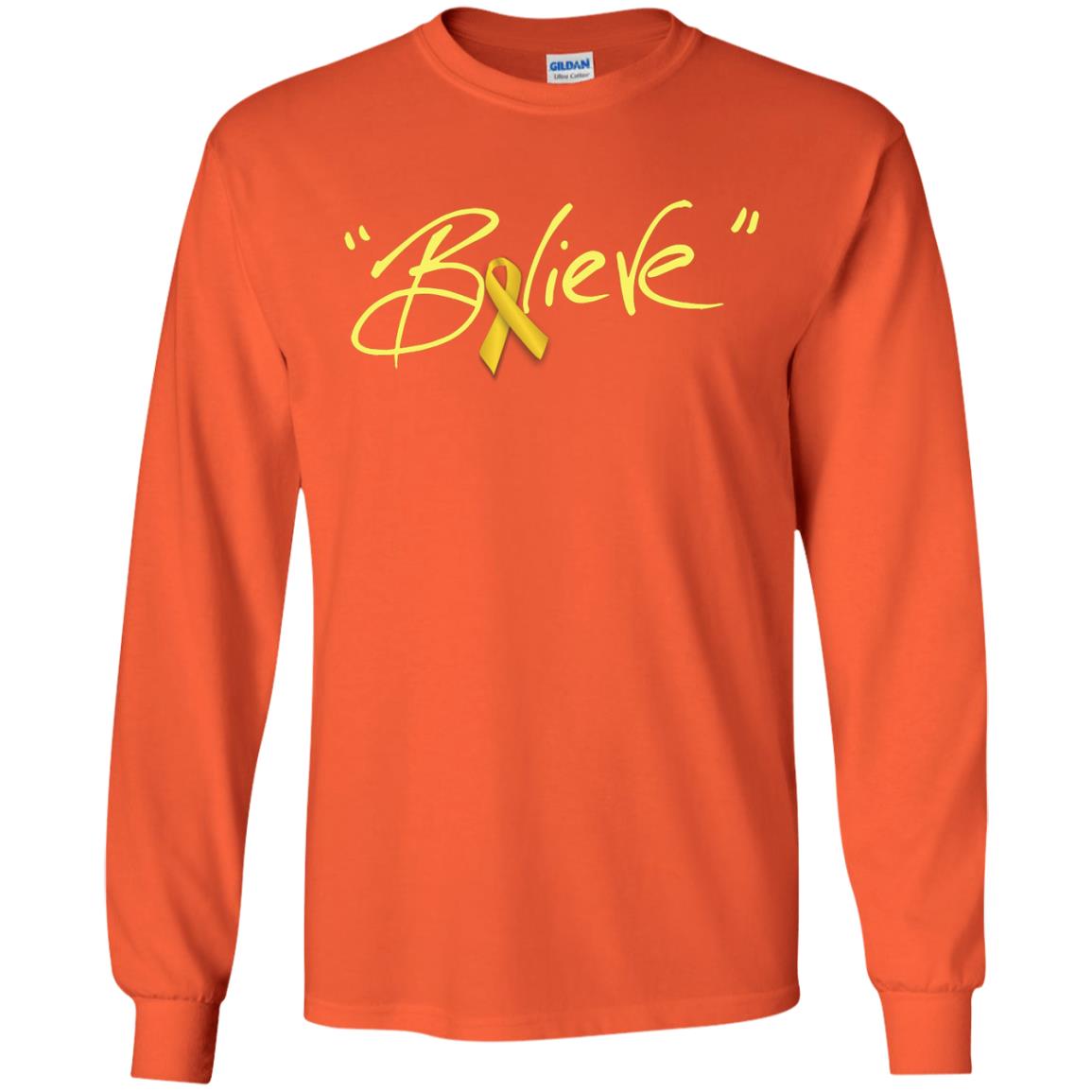 Childhood Cancer Awareness Shirt Gold Ribbon Believe Orange