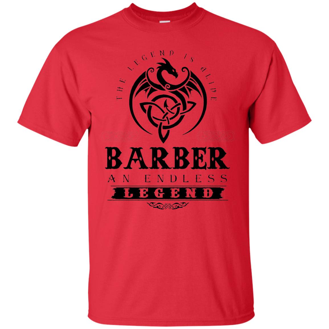 Barber T-shirt The Legend Is Alive Red