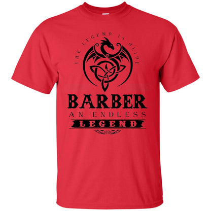 Barber T-shirt The Legend Is Alive Red