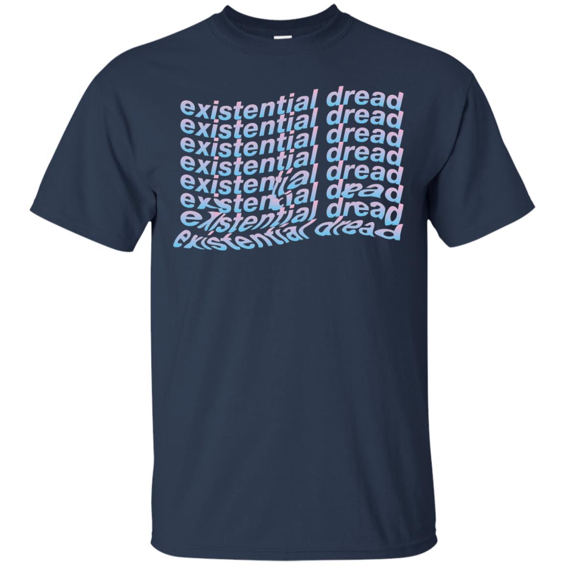 Existential Dread Waves Melting Distortion Aesthetic T-shirt Navy