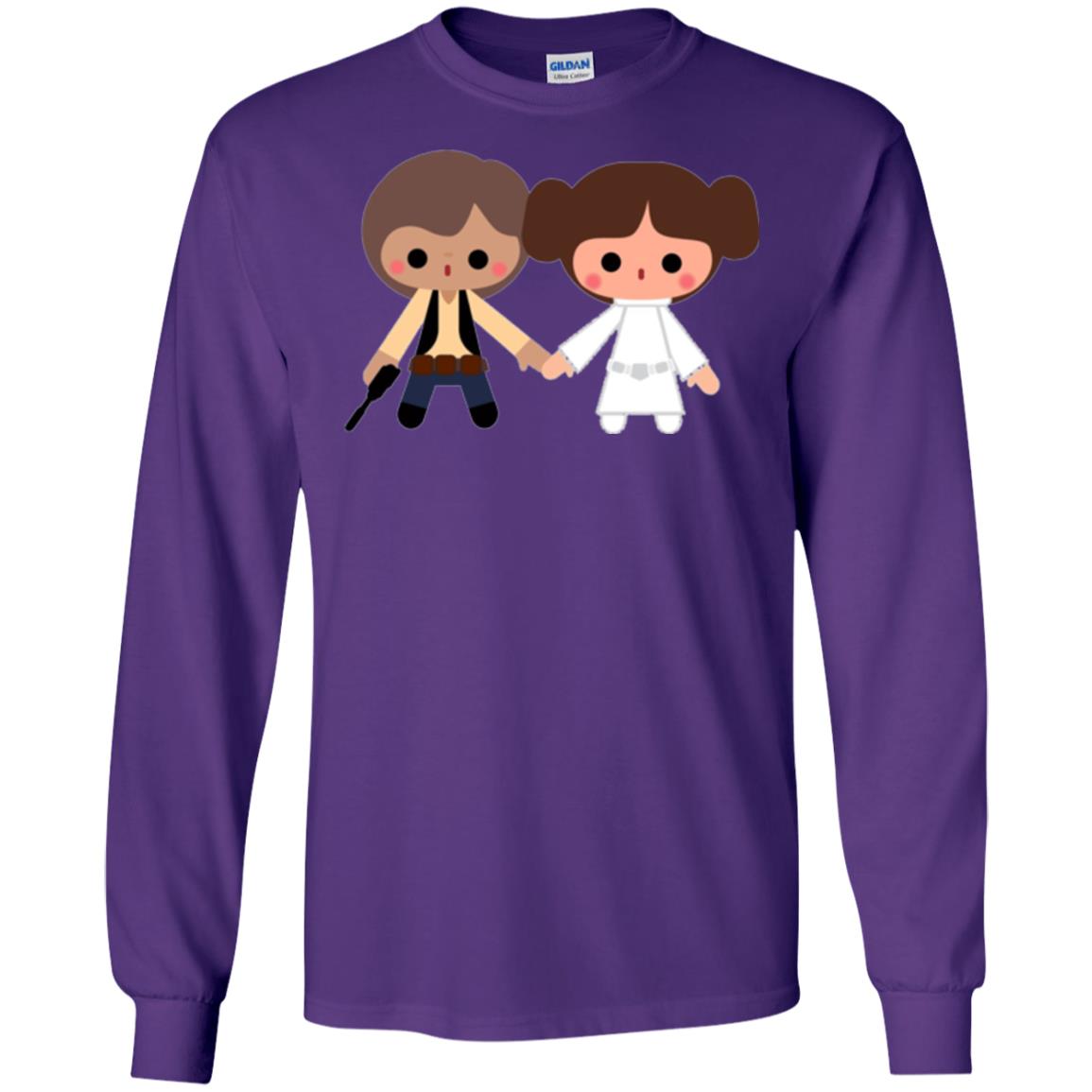 Cartoon T-shirt Han Solo Princess Leia Purple