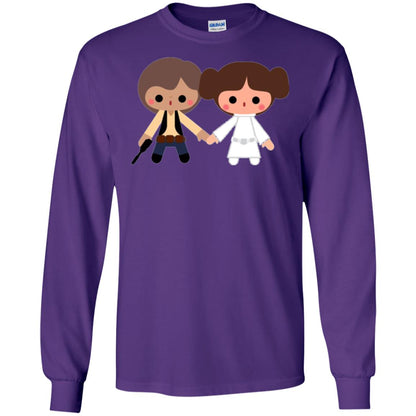 Cartoon T-shirt Han Solo Princess Leia Purple