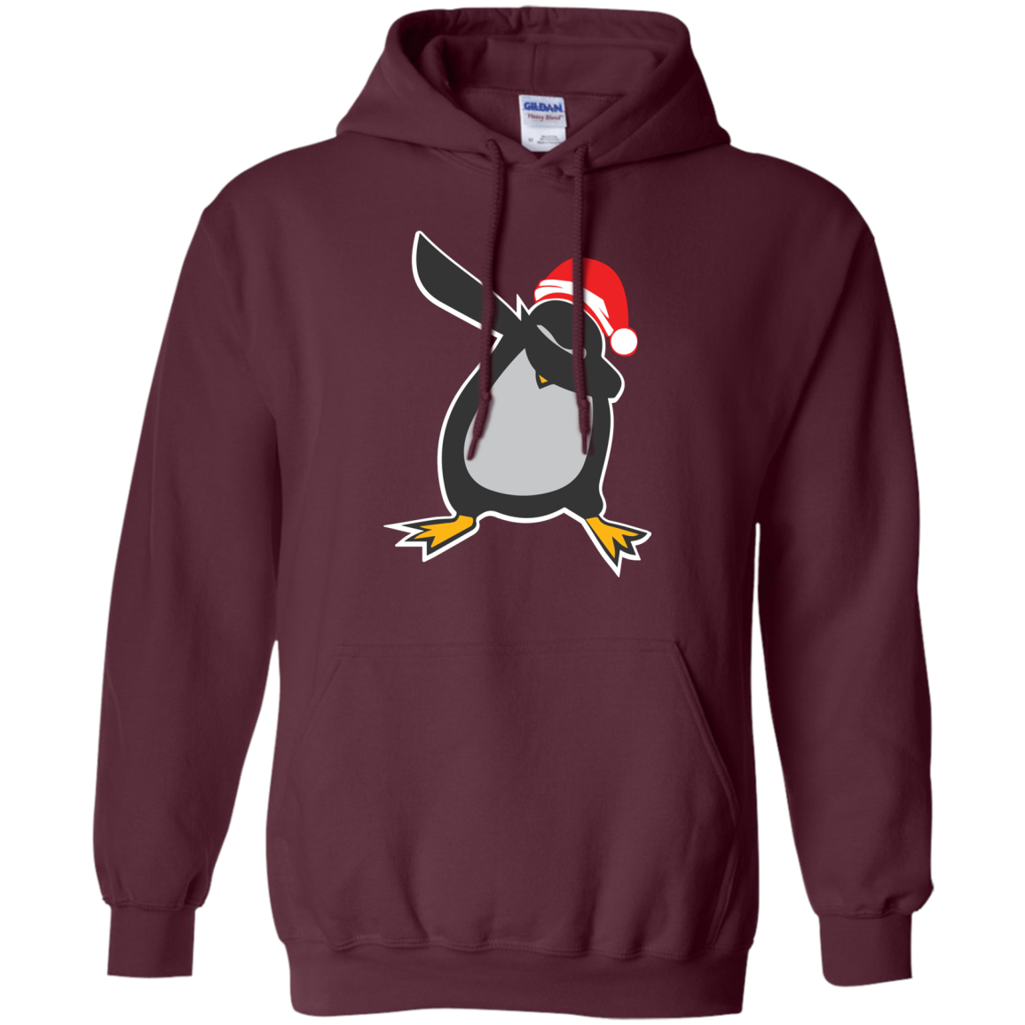 Christmas T-Shirt Dabbing Penguin Maroon