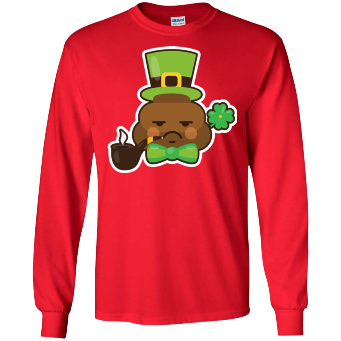 Saint Partick_s Day T-shirt Leprechaun Poop Emoji With Patrick Hat Red