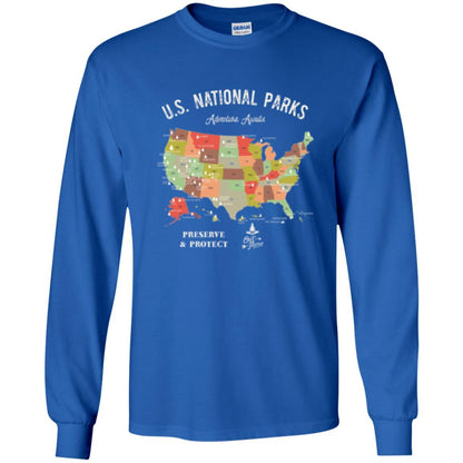 Hiking Camping T-shirt National Park Map Vintage T-shirt Royal