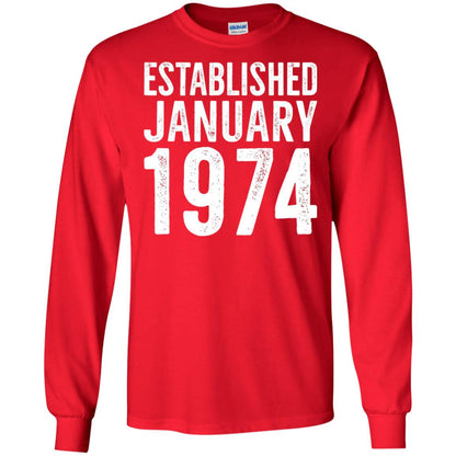 Established January 1974 43rd Birthday T-shirt Red