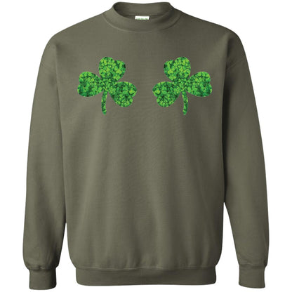Shamrock Boobs Funny Saint Patrick_s Day T-shirt Military Green