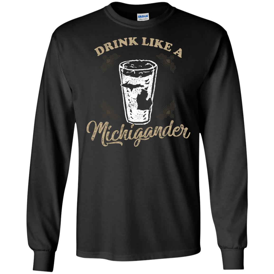 Drink Like Michigander Shirt Black