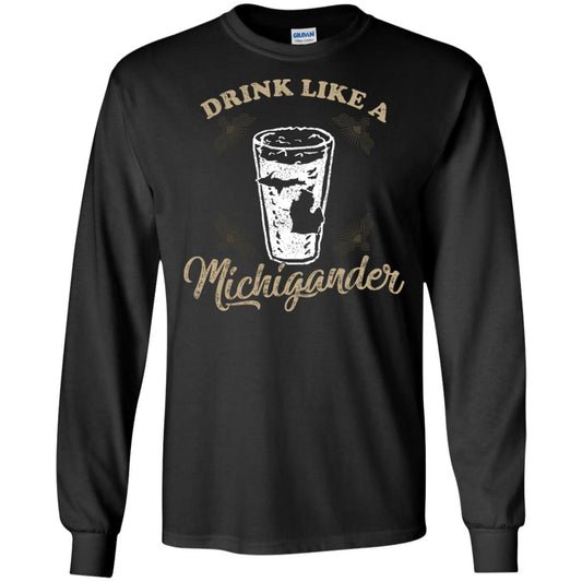 Drink Like Michigander Shirt Black