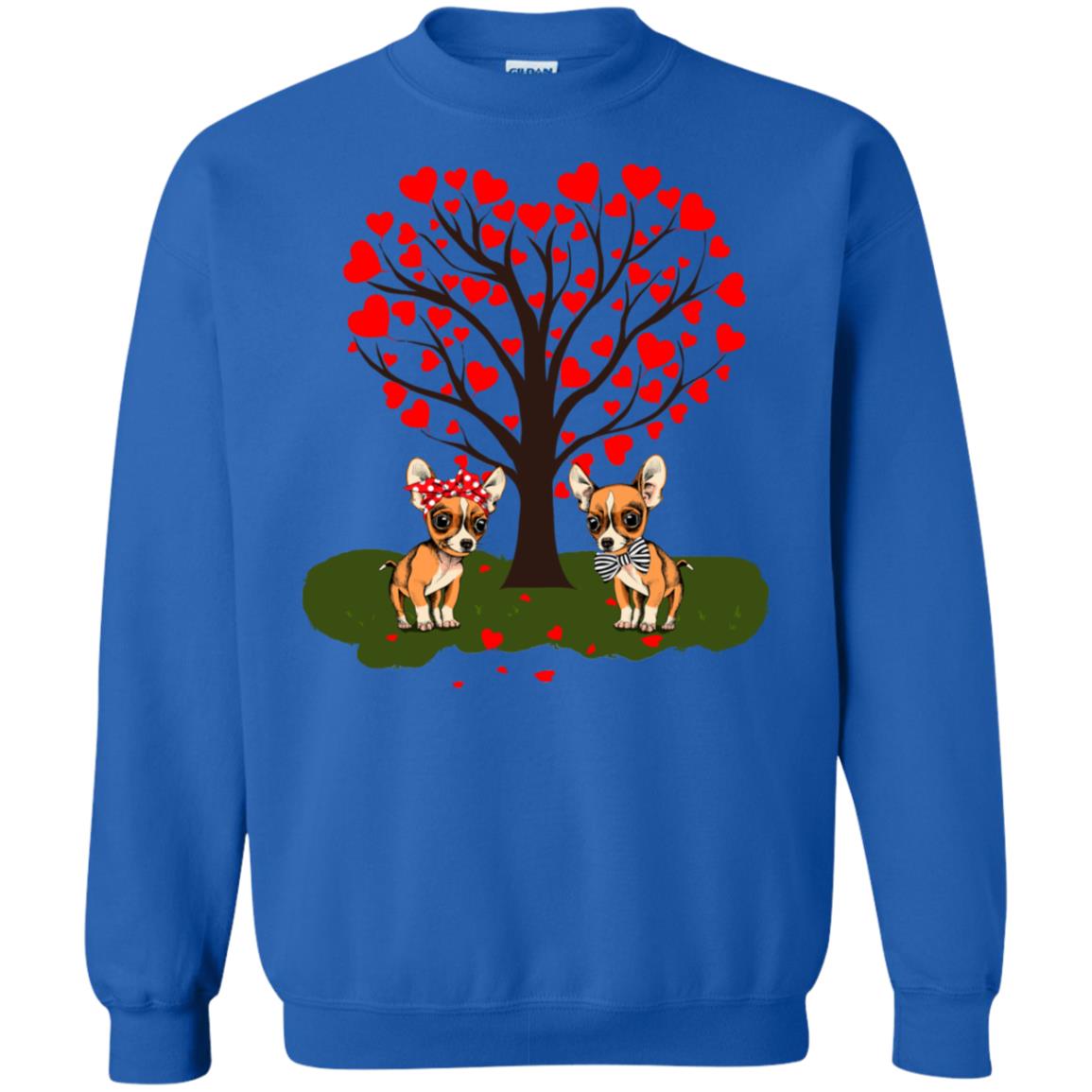 Valentine Chihuahua Couple Heart Tree Shirt Royal