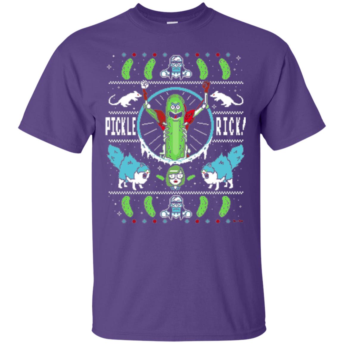 Rick And Morty T-shirt Festive Pickle Rick Purple