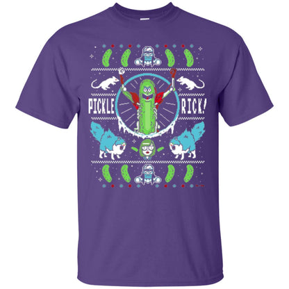 Rick And Morty T-shirt Festive Pickle Rick Purple
