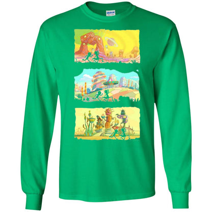 Movie T-shirt Running Silhouettes On Alien Land Irish Green