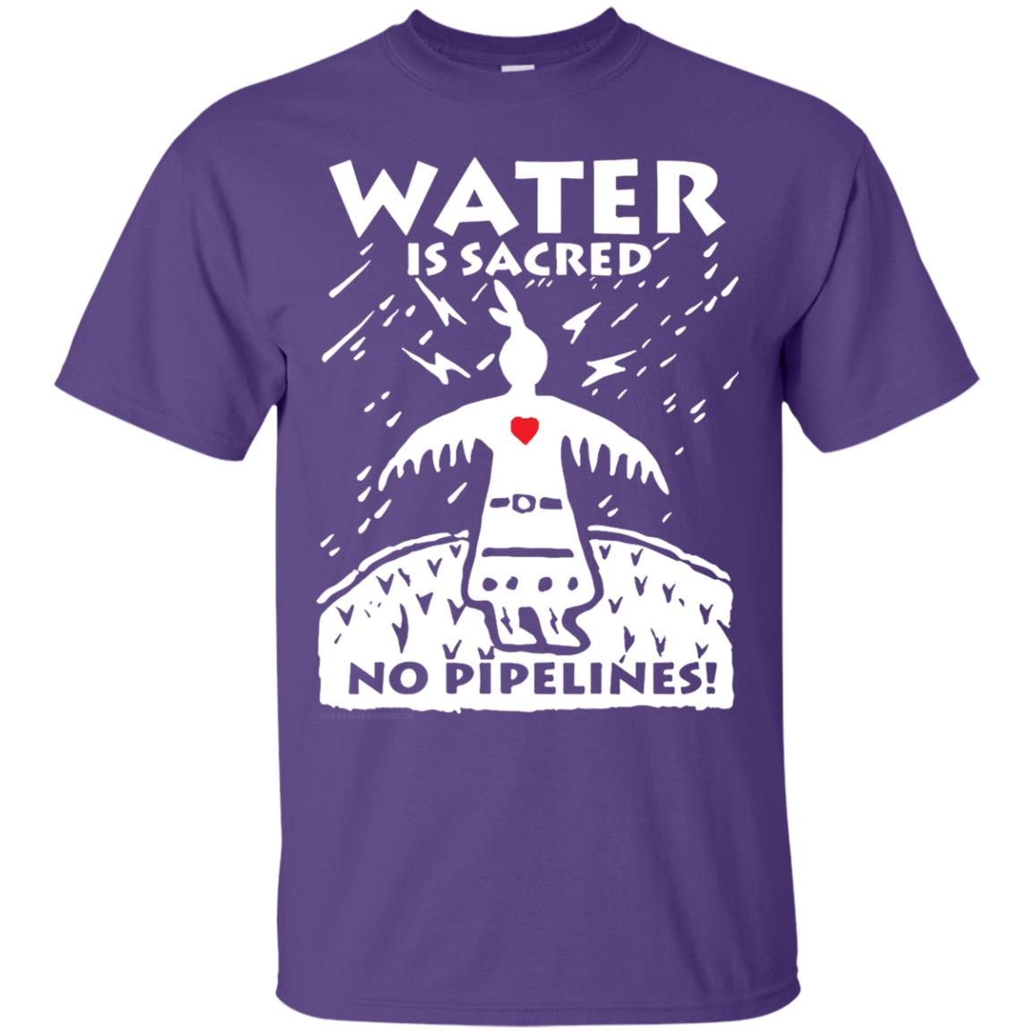 Water Is Sacred No Pipelines T-shirt Purple