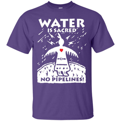Water Is Sacred No Pipelines T-shirt Purple