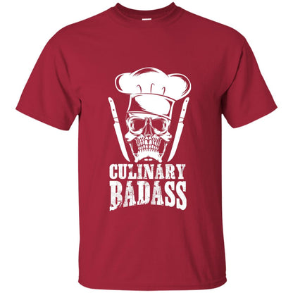 Culinary Badass Funny Chef Skull Knifes Cooking Tshirt Cardinal