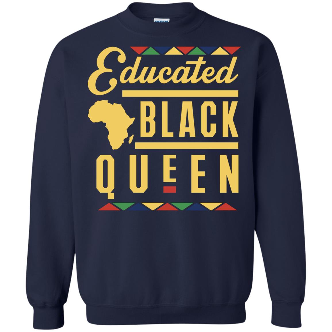 African American T-shirt Educated Black Queen Navy