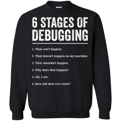 Programmer T-shirt 6 Stages Of Debugging Black