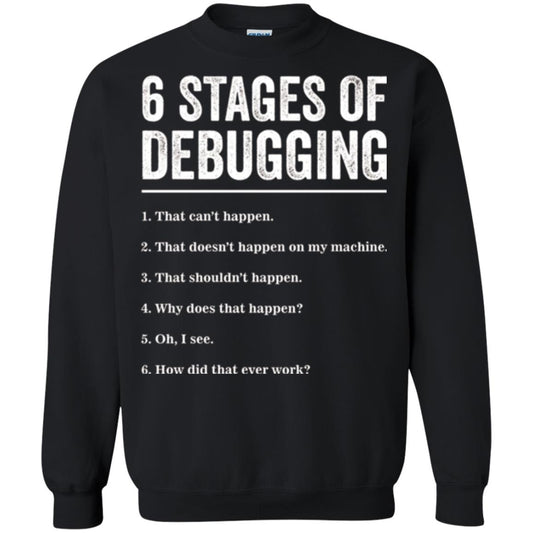 Programmer T-shirt 6 Stages Of Debugging Black