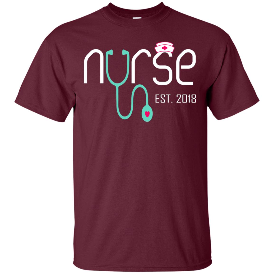 New Nurse Est 2018 T-shirt Nursing School Graduation Maroon