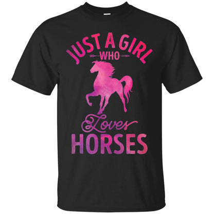 Just A Girl Who Loves Horses T-shirt Watercolor Horse Black