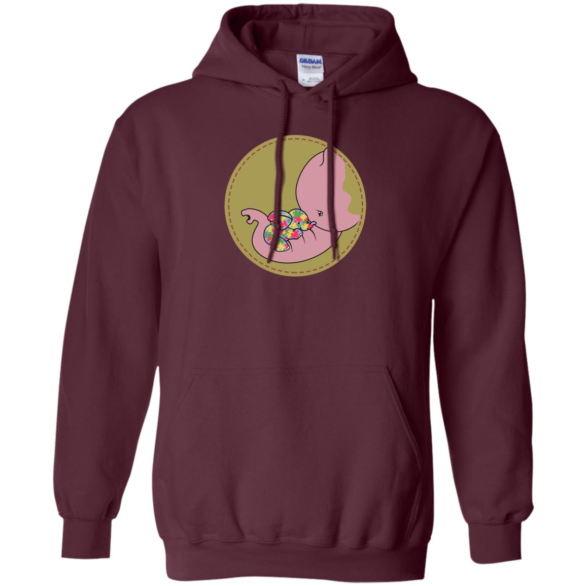Elephant Mom And Baby Autism Awareness Shirt Maroon