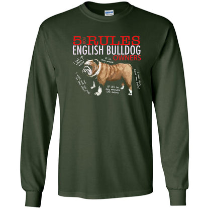 5 Rules For English Bulldog Owners Dog Lover Shirt Forest Green