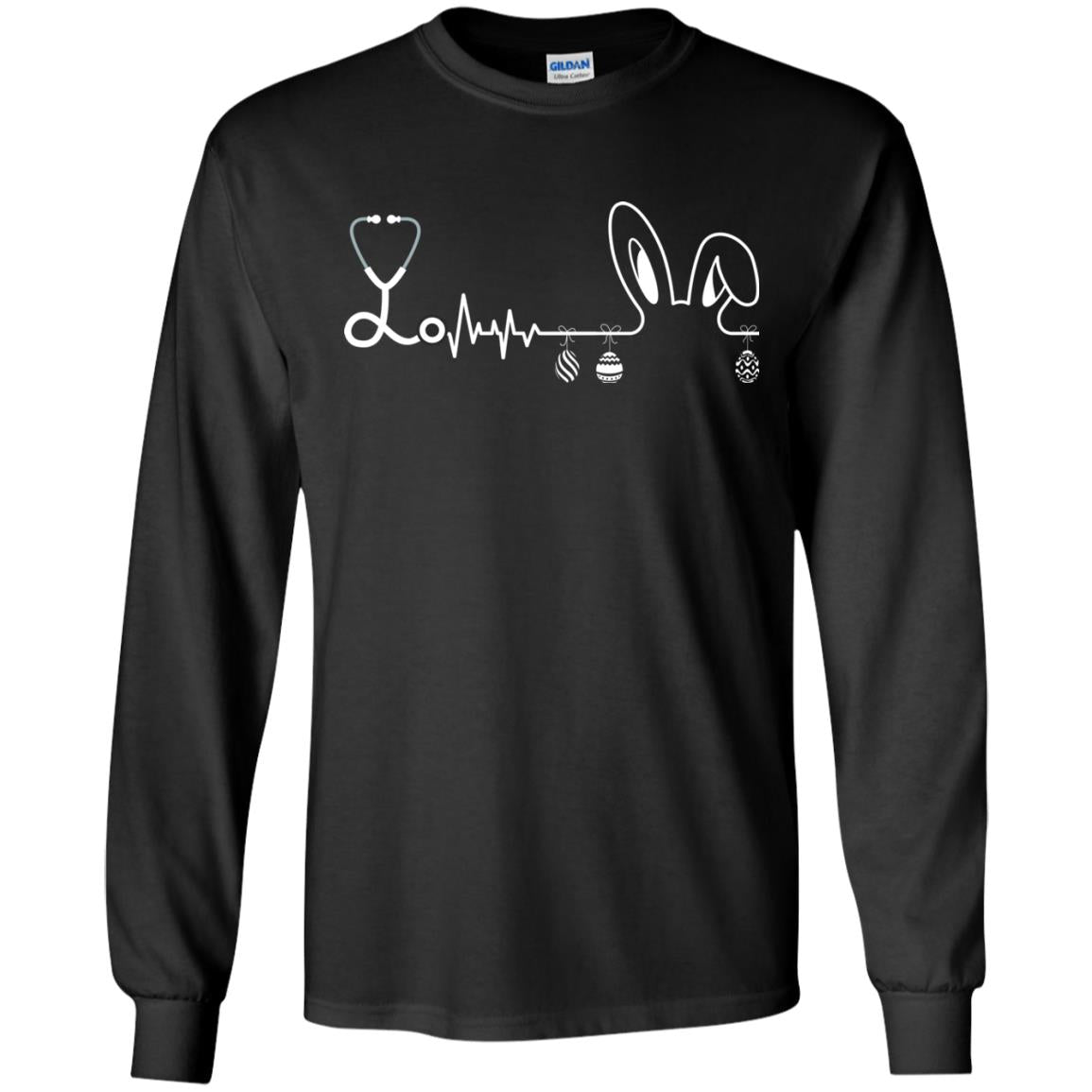 Easter Bunny Nurse Heartbeat T-shirt For Nursing Lover Black