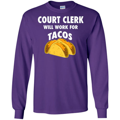 Court Clerk Will Work For Tacos T-shirt Purple
