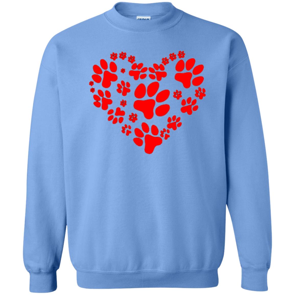 Dog Lover T-shirt Dog Paw Heart Valentine T-shirt Carolina Blue
