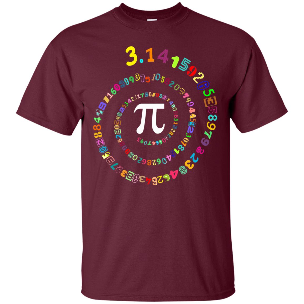 Pi Spiral Novelty Pi Day T-shirt Maroon