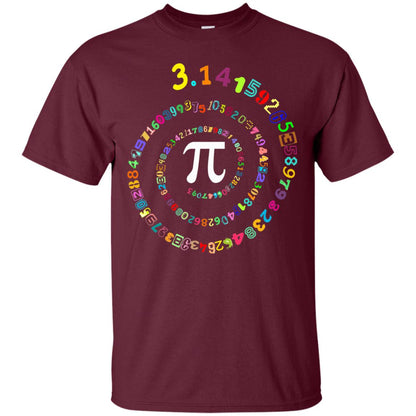 Pi Spiral Novelty Pi Day T-shirt Maroon