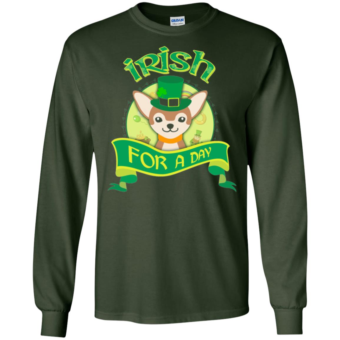 Saint Patrick_s Day T-shirt Amazing I_m Irish Chihuahua Forest Green