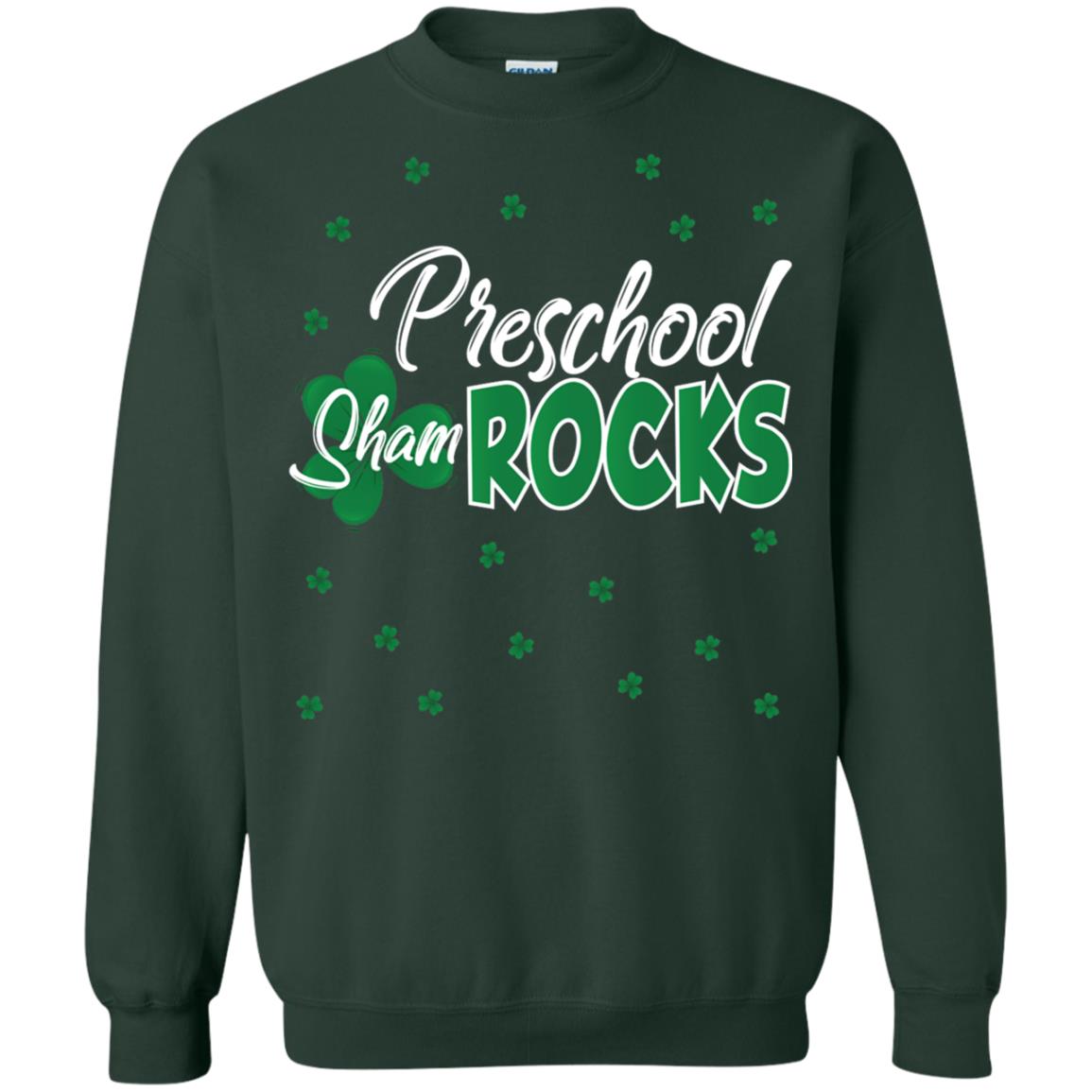 Preschool Shamrocks St. Patrick_s Day School T-shirt Forest Green