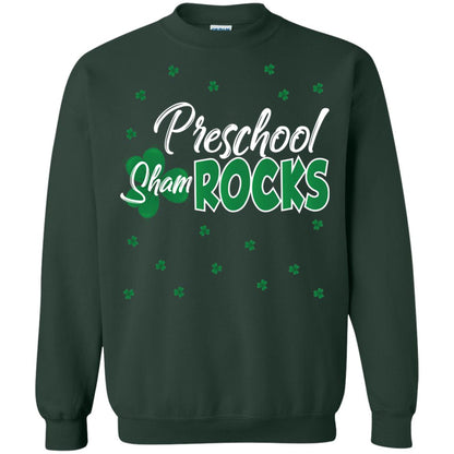 Preschool Shamrocks St. Patrick_s Day School T-shirt Forest Green
