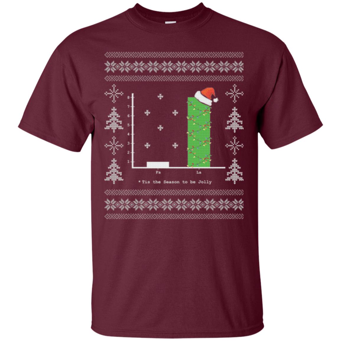 Christmas T-shirt Carol Bar Graph Maroon