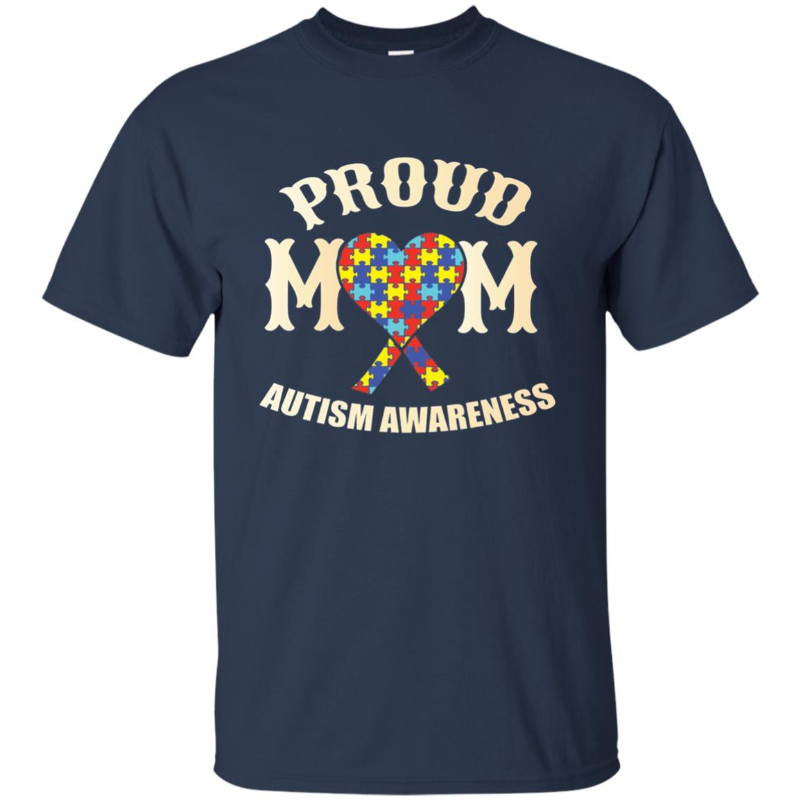 Proud Mom Mama Of Autistic Child Autism Awareness T-shirt Navy