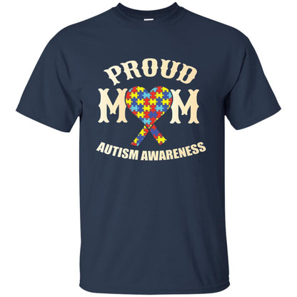 Proud Mom Mama Of Autistic Child Autism Awareness T-shirt Navy