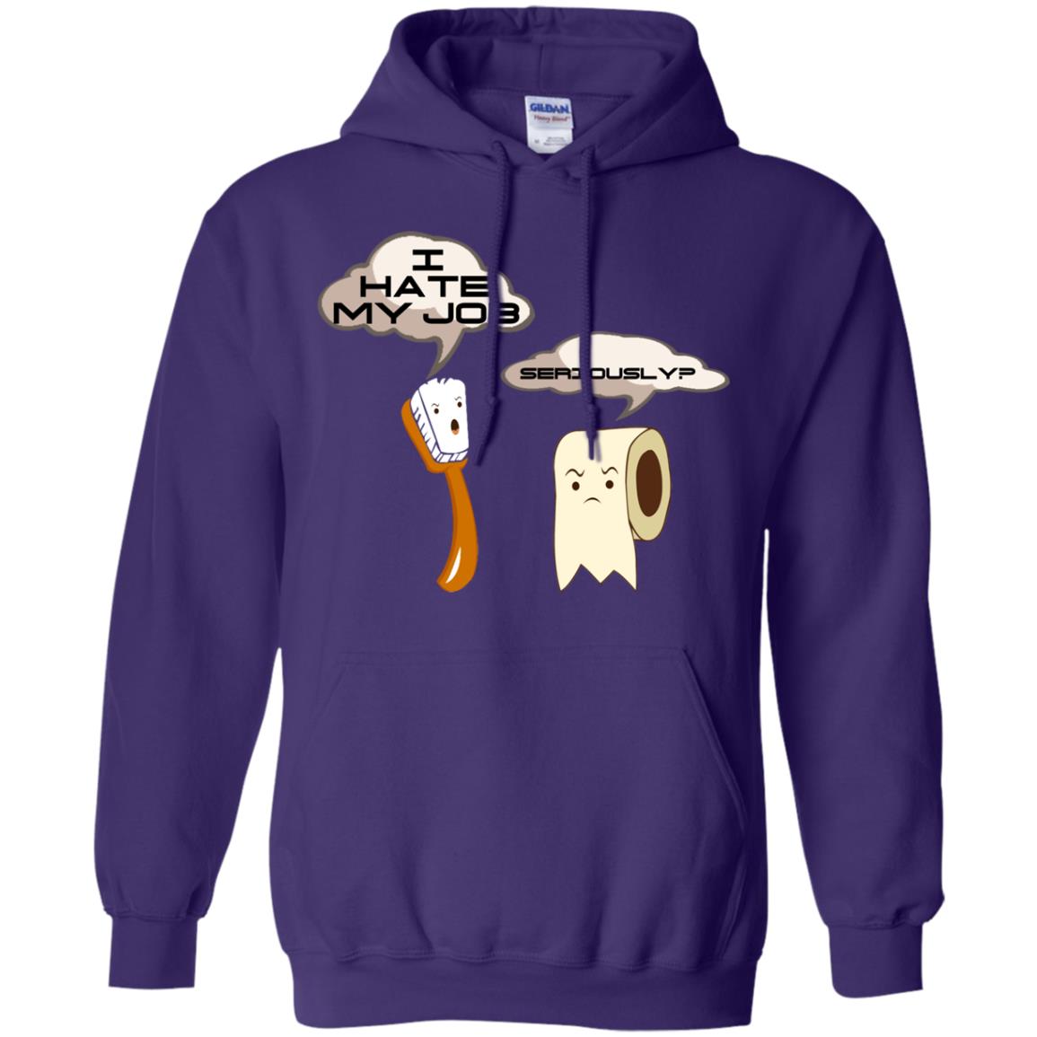 Funny Toothbrush And Toilet Paper I Hate My Job T-shirt Purple