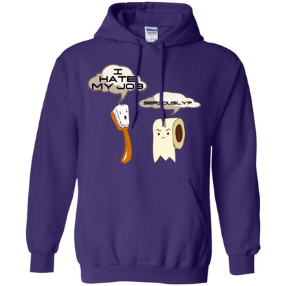 Funny Toothbrush And Toilet Paper I Hate My Job T-shirt Purple