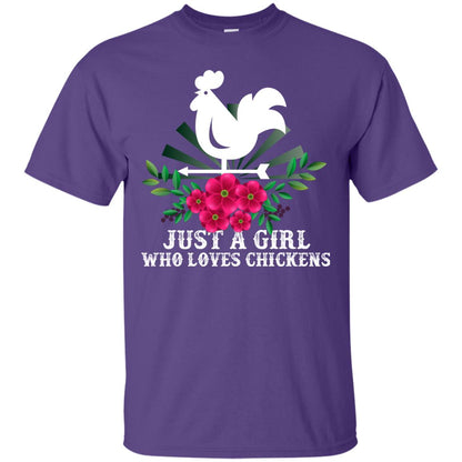 Just A Girl Who Loves Chickens Best Gift Chicken Shirt For Girls Purple