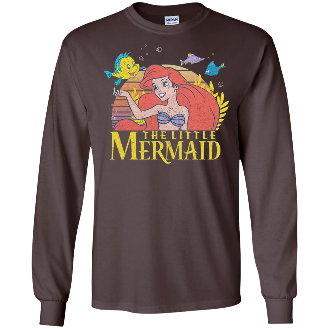 Cartoon T-shirt Mermaid Ariel Flounder Dark Chocolate