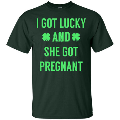 I Got Lucky And She Got Pregnant Pregnancy Shirt Forest