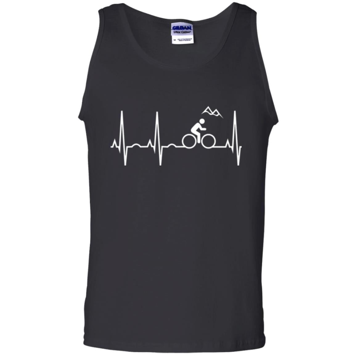 Mountain Bike Heartbeat Mountain Biking T-shirt Black