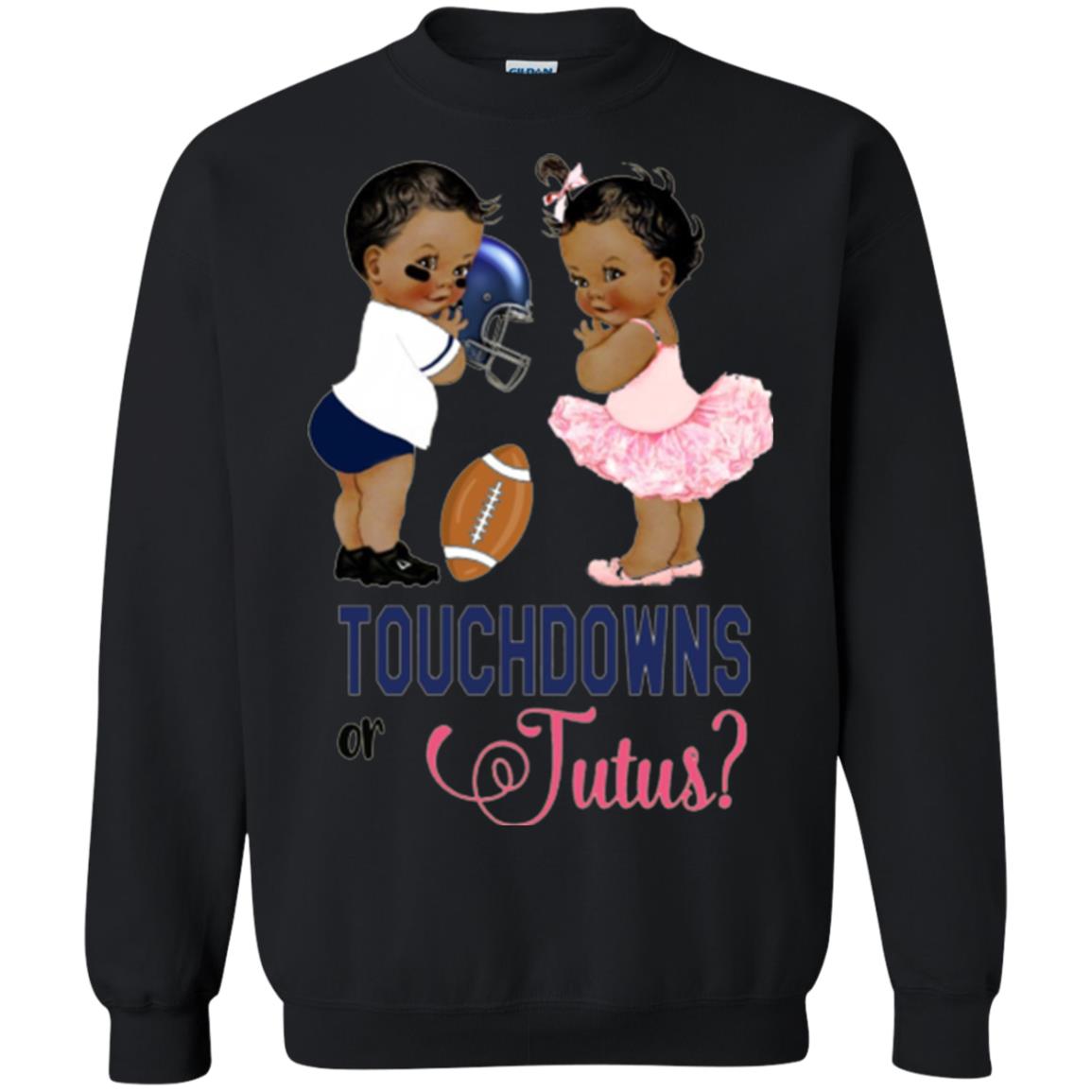 Ethnic Touchdowns Or Tutus Gender Reveal Party Football Lover T-shirt Black
