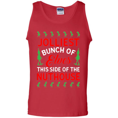 Christmas T-shirt Jolliest Bunch Of Elves This Side Of The Nuthouse Red