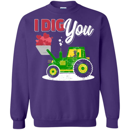 Farmer Valentines Day T-shirt Farm Tractor I Dig You Purple