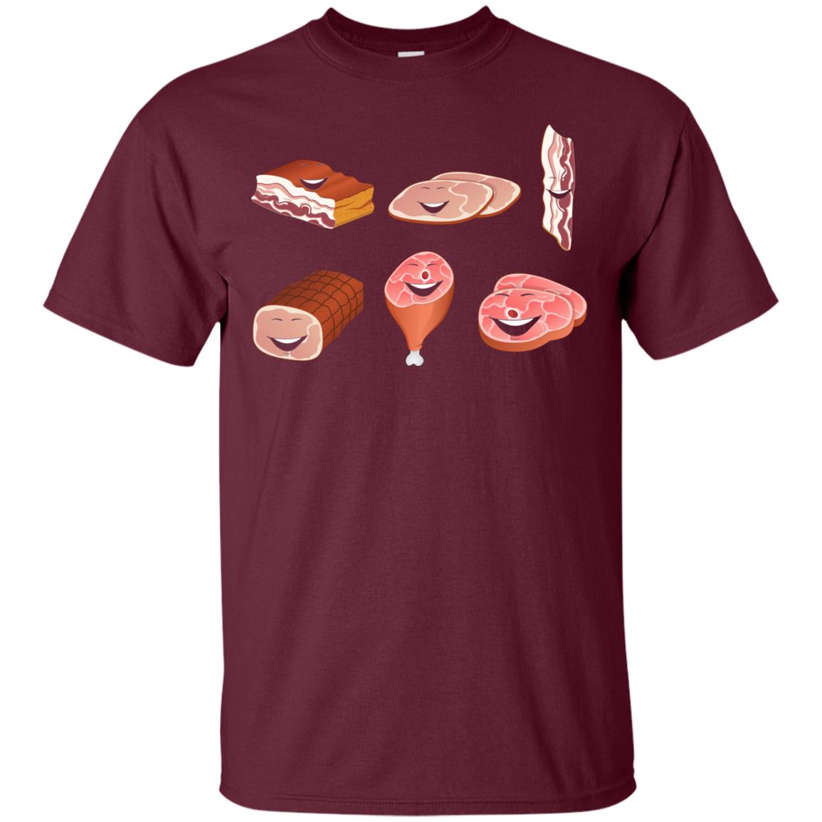 Funny Bbq T-shirt Meat Family Maroon